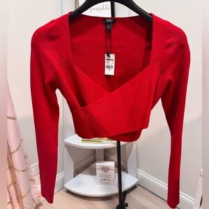 NWT Express red crop long sleeve top | size M